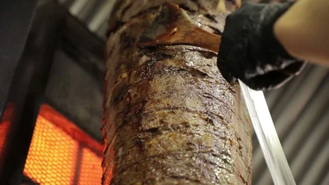 Donar Kebab Carving Stock Footage 137174315