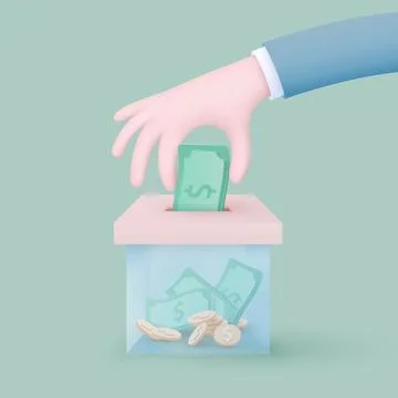 Donate 3d in 3d style on green background. Donate 3d, great design for any Stock Illustration