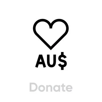 Donate Australia Dollar vector icon. Editable line Stock Illustration
