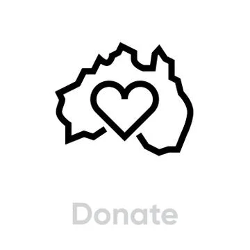 Donate for Australia Support vector icon. Editable line Stock-Illustration