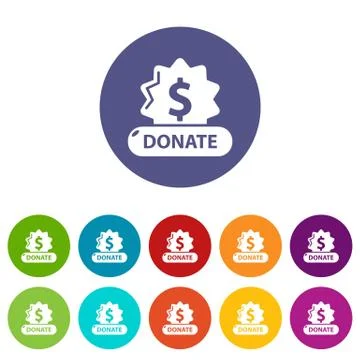 Donate badge icons set vector color Illustrazione stock