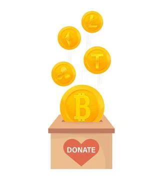 Donate bitcoin, crypto currency. Vector, illustration. Digital electronic Stock Illustration