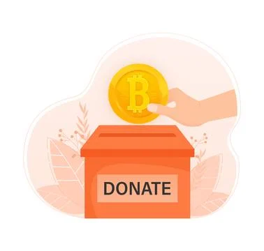 Donate bitcoin, crypto currency. Vector, illustration. Digital electronic イラスト素材