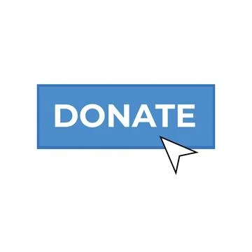 Donate blue button icon. Vector donate now online fundraising Stock Illustration