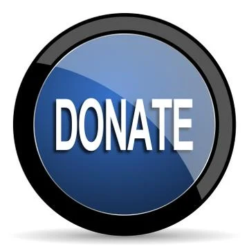 Donate blue circle glossy web icon on white background, round button for inte Stock Illustration