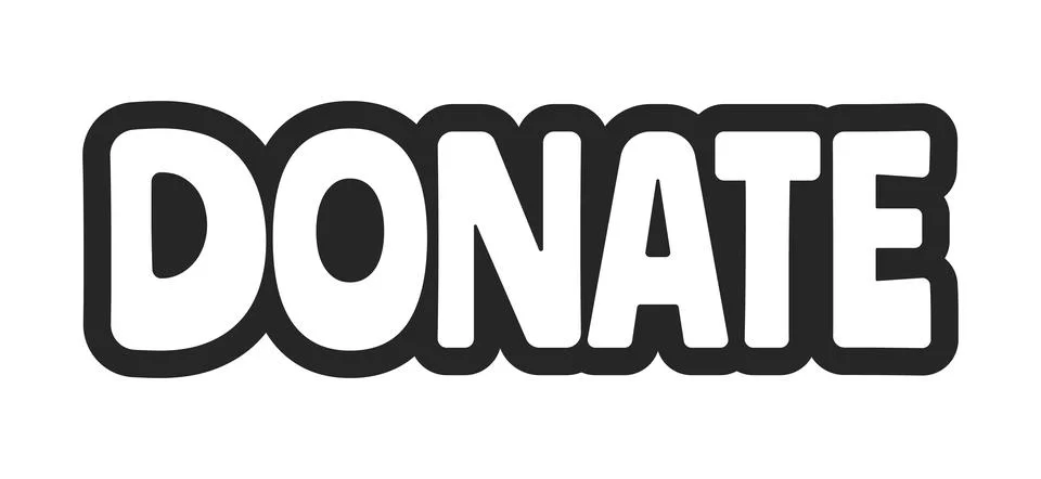 Donate bold outline call to action sticker Stock Illustration