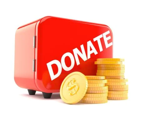 Donate box with stack of coins 스톡 일러스트