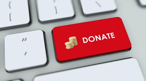 Donate button on computer keyboard. Key is pressed Stock Footage 35646370