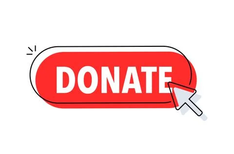Donate button with cursor. Pointer click. Vector web button. Stock Illustration
