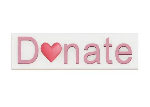 Donate Button with heart for use on web-site, donation concept Stock Illustration
