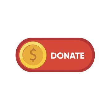 Donate button icon. Red button with yellow icon for your website, Philanthropy Stock Illustration