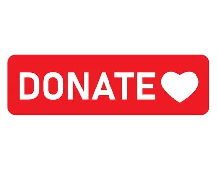 Donate button icon on white background.  Red button with red heart sign. Stock Illustration