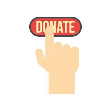 Donate button pressed by hand flat icon Stock Illustration