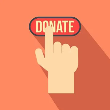 Donate button pressed by hand flat icon Stock Illustration