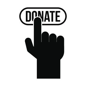 Donate button pressed by hand icon Stock Illustration
