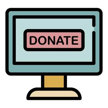 Donate button on the screen icon color outline vector Stock Illustration