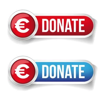 Donate button set with Euro sign Stock Illustration