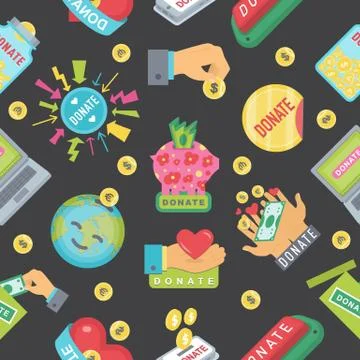 Donate buttons pattern. Help icon donation Stock Illustration
