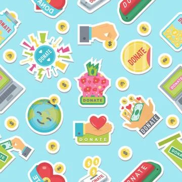 Donate buttons pattern. Help icon donation Illustrazione stock