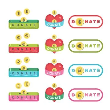 Donate buttons set. Help icon donation Illustrazione stock