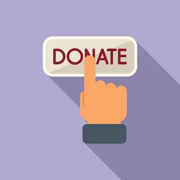 Donate click button icon flat vector. Charity help Stock Illustration