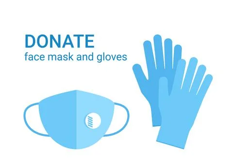 Donate of cloth face mask and protective gloves. Clothes donation of respirator Stock Illustration