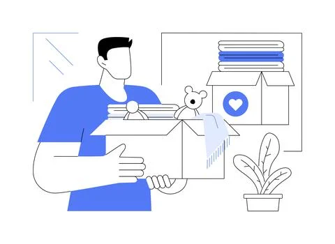Donate clothes isolated cartoon vector illustrations. Ilustración de archivo