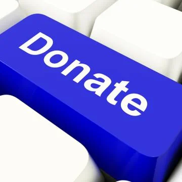 Donate computer key in blue showing charity and fundraising Stockillustratie