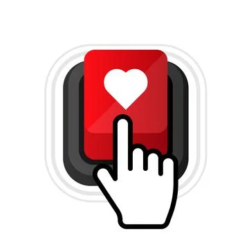 Donate heart red button in flat style. Vector flat illustration Иллюстрация