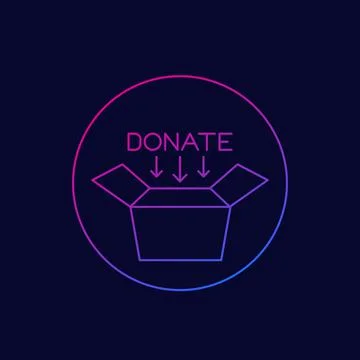 Donate icon with box, linear vector Stock Illustration