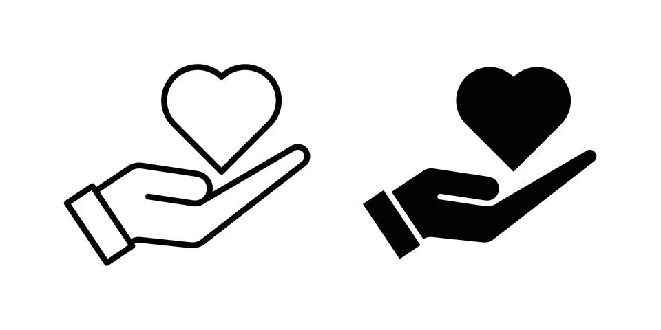 Donate icon thin line and clipart style vector set Stock Illustration