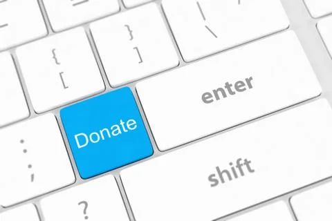Donate key word on computer keyboard, Stock Illustration