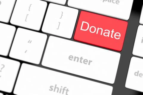 Donate key word on computer keyboard, Stock Illustration
