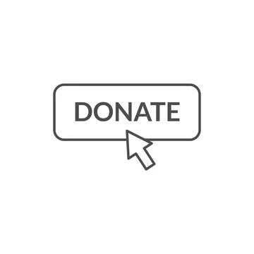 Donate line icon button logo fundraising push click action. Donate online arrow Stock Illustration