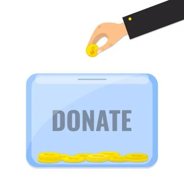 Donate money with box for donations Stock Illustration