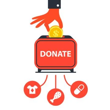 Donate money to charitable funds to help people. Stock Illustration