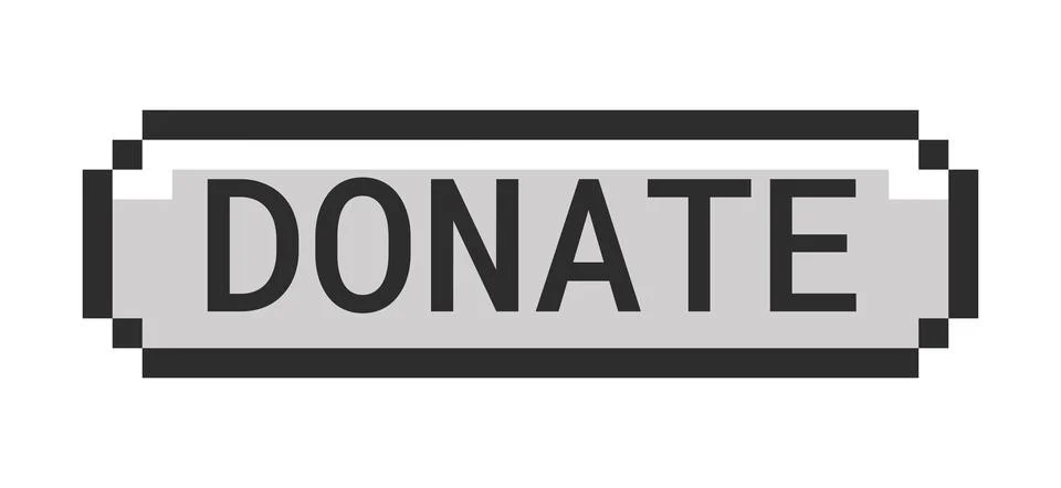 Donate monochrome pixel art button Illustrazione stock