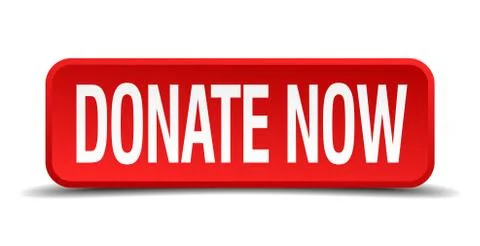 Donate now red 3d square button isolated on white background Stock Illustration