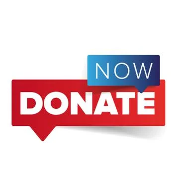 Donate now sign speech bubble button Stock Illustration