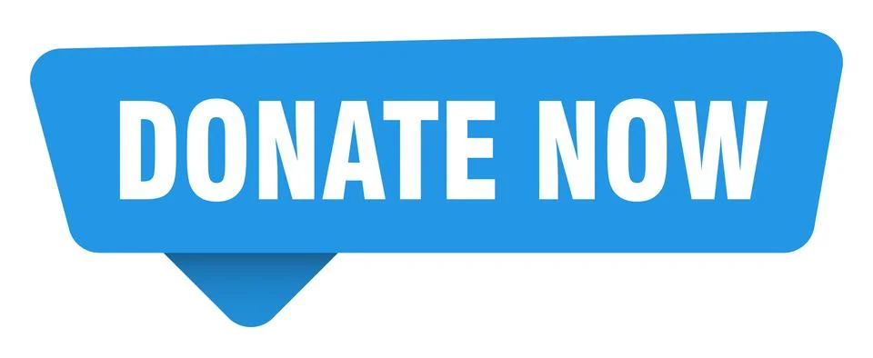Donate now sticker. donate now blue sign isolated on transpatent background Stock Illustration