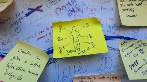 Donate organs pledges and messages Stock Footage 124455292