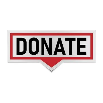 Donate red 3d realistic paper speech bubble isolated on white Stock Illustration