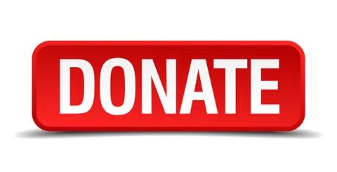 Donate red 3d square button isolated on white background Stock Illustration