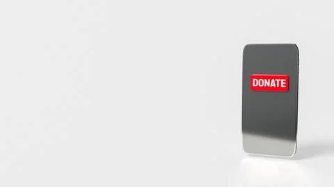 The Donate on red button on mobile 3d rendering 스톡 일러스트