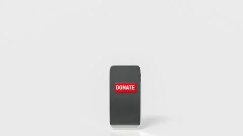 The Donate on red button on mobile 3d rendering Stock Photos