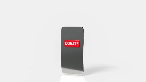 The Donate on red button on mobile 3d rendering Stock Photos