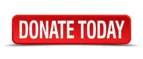 Donate today red 3d square button isolated on white background Stock Illustration
