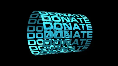 Donate Typography Animation in blue over black background Stock Footage 119393188