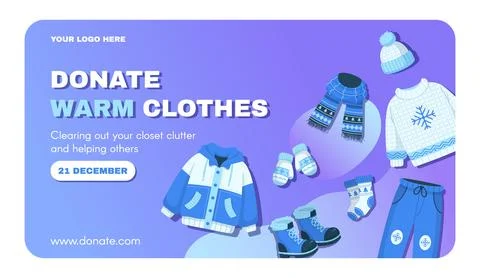 Donate warm clothes banner Stock Illustration