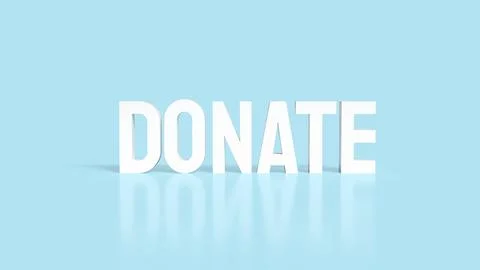 The Donate white text on blue background 3d rendering 스톡 사진